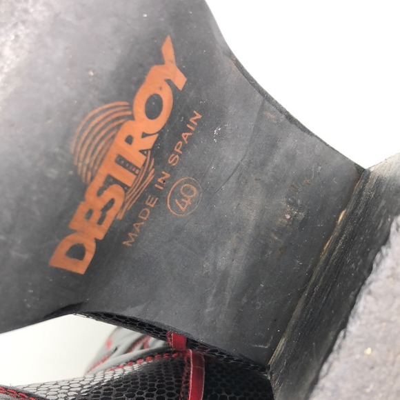 Vintage Destroy Snake Print Square Toe Cowgirl Platform Boots Women’s 40 Shoes - Picture 11 of 11